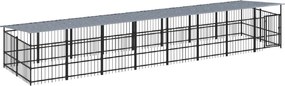 vidaXL Υπαίθριο Κλουβί Σκύλων με Οροφή από Χάλυβα 15,02 μ²