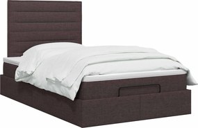 vidaXL Κρεβάτι Ottoman με Στρώμα και LED Σκούρο Καφέ 120 x 200 cm
