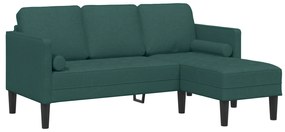 vidaXL Γωνιακός Καναπές 3 Θέσεων Σκούρο Πράσινο 160 εκ Υφασμάτινος