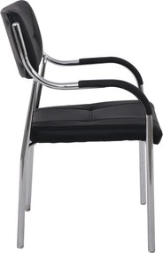 ALPHA Πολυθρόνα Γραφείου Επισκέπτη, Χρώμιο, Pu Μαύρο   1τμχ