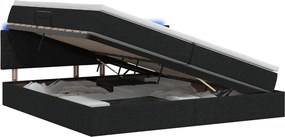 vidaXL LED Κρεβάτι αποθήκευσης με στρώμα Μαύρο 200 x 200 cm Ύφασμα