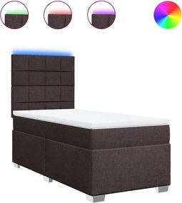 vidaXL Κρεβάτι Boxspring με Στρώμα Σκούρο Καφέ 100x200 εκ. Υφασμάτινο