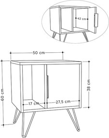 Κομοδίνο Glynn Megapap χρώμα λευκό 50,2x44,6x60εκ.