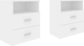 vidaXL Κομοδίνα 2 τεμ. Λευκά 50 x 32 x 60 εκ. από Επεξ. Ξύλο