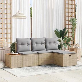 vidaXL Σετ Καναπέ Κήπου 4 pcs Μπεζ 55 x 62 x 69 εκ Πολυ ράταν