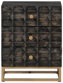 Κομοδίνο Μαύρο 40 x 29 x 50 εκ. από Μασίφ Ξύλο Μάνγκο - Μαύρο