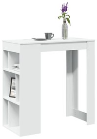 Τραπέζι Μπαρ με Ράφια Λευκό 102 x 50 x 103,5 εκ.από Επεξ. Ξύλο