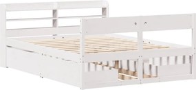 vidaXL Σκελετός Κρεβ. Χωρίς Στρώμα Λευκό 140x190 εκ Μασίφ Πεύκο