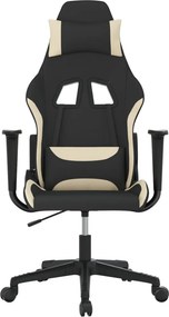 vidaXL Καρέκλα Μασάζ Gaming Μαύρη και Κρεμ Υφασμάτινη