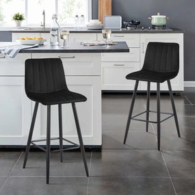 Σκαμπό Μπαρ Με Πλάτη (51x42x93) Spitishop Stella Black