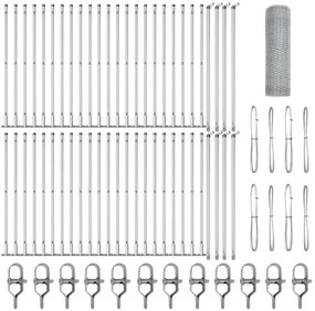 vidaXL Στύλος Περιφράξεων Ασημί 100 x 1 μ (25 χλστ πλέγμα) Ατσάλι