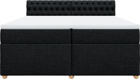 vidaXL Κρεβάτι Boxspring με Στρώμα Μαύρο 200x200 εκ. Υφασμάτινο