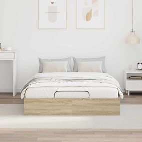 vidaXL Κρεβάτι Οθωμανικού Τύπου Δρύς Sonoma 193 x 135 x 25 εκ