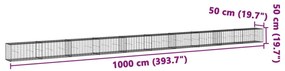 Συρματοκιβώτιο με Κάλυμμα 1000x50x50εκ. από Γαλβανισμένο Χάλυβα - Ασήμι