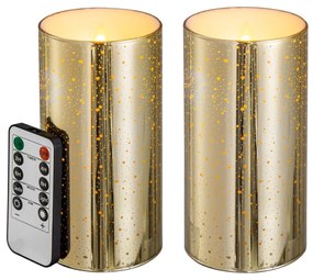 Artekko Flame Κερί Led με Τηλεχειριστήριο Γυαλί Κερί Χρυσό (7.6x7.6x15.2)cm Σετ/2 Artekko 480300