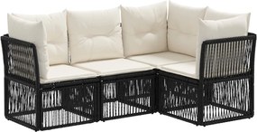 vidaXL Σετ Καναπέ Κήπου 4 pcs Μαύρο συνθετικό ρατάν