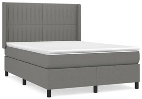 Κρεβάτι Boxspring με Στρώμα Σκούρο Γκρι 140x200 εκ Υφασμάτινο - Γκρι