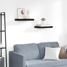 vidaXL Ράφια Τοίχου 2 τεμ. Μαύρα 40x23x3,8 εκ. MDF
