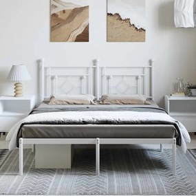 vidaXL Πλαίσιο Κρεβατιού με Κεφαλάρι Λευκό 193 x 203 εκ. Μεταλλικό