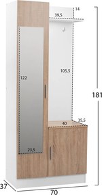 ΕΠΙΠΛΟ ΕΙΣΟΔΟΥ ΜΕ ΚΑΘΡΕΠΤΗ JANICE HM2264 SONAMA ΛΕΥΚΟ 70x37x181 εκ.