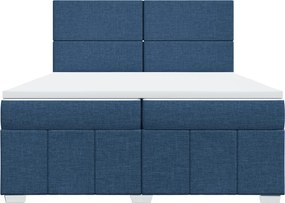 vidaXL Κρεβάτι Boxspring με Στρώμα Μπλε 200x200 εκ. Υφασμάτινο