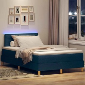 vidaXL Κρεβάτι με ελατήρια με στρώμα Μπλε 120 x 190 cm ύφασμα