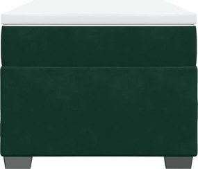 vidaXL Κρεβάτι Boxspring με Στρώμα Σκούρο Πράσινο 90x200 εκ. Βελούδινο