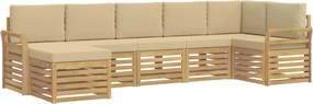 vidaXL Σειρά Καναπέ Εξωτερικού 7 pcs Λευκό και Μπεζ