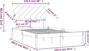 vidaXL Πλαίσιο Κρεβατιού 120 x 200 εκ. από Μασίφ Ξύλο