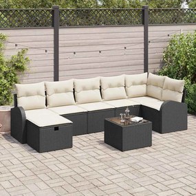 vidaXL Σετ Καναπέ Κήπου με μαξιλάρι 8 pcs Μαύρο Πολυ ράταν