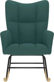 vidaXL Κουνιστή Πολυθρόνα Σκούρο Πράσινο Υφασμάτινη