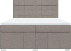 vidaXL Κρεβάτι Boxspring με Στρώμα Taupe 200x200 εκ. Υφασμάτινο