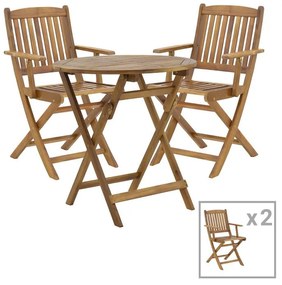 Dining table Recofly-Carpuva set of 3 folding natural solid acacia wood D70x74cm 70x70x74 εκ.