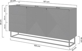 Μπουφές Sky 167x81x43cm Ανθρακί + Rivier Stone με πόδια - BOG4589