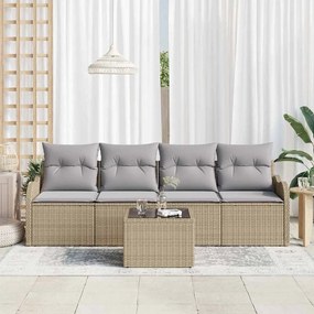 vidaXL Σετ Καναπέ Κήπου 5 pcs Μπεζ Πολυ ράταν