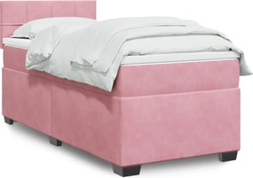 vidaXL Κρεβάτι Boxspring με Στρώμα Ροζ 80 x 200 εκ. Βελούδινο