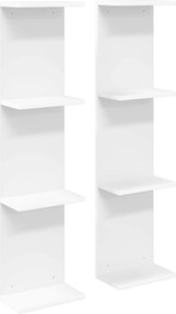 vidaXL Ράφι Τοίχου 2 pcs Λευκό 22 x 15 x 100 εκ Επεξεργασμένο Ξύλο