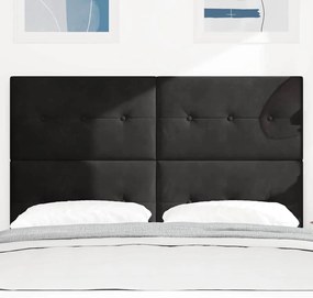 vidaXL Κεφαλάρι Επιτοίχιο με κεφαλάρι Μαύρο 144 cm Βελούδο