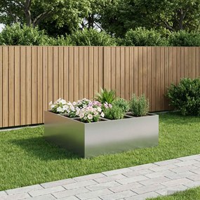 vidaXL Γλάστρα Κήπου Ασημί 100 x 100 x 40 cm Γαλβανισμένος Χάλυβας
