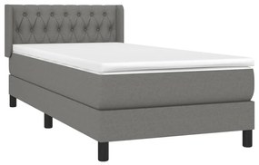 Κρεβάτι Boxspring με Στρώμα Σκούρο Γκρι 90x190 εκ. Υφασμάτινο - Γκρι