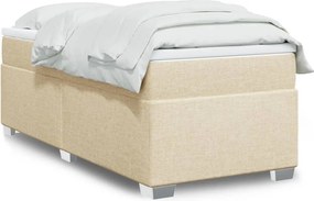 vidaXL Κρεβάτι Boxspring με Στρώμα Κρεμ 100 x 200 εκ. Υφασμάτινο