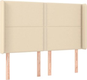 vidaXL Κρεβάτι Boxspring με Στρώμα &amp; LED Κρεμ 140x200 εκ. Υφασμάτινο