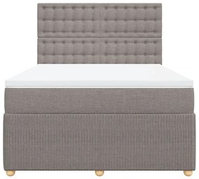 Κρεβάτι Boxspring με Στρώμα Taupe 140x200 εκ. Υφασμάτινο - Μπεζ-Γκρι