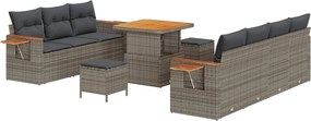 vidaXL Σετ Καναπέ Κήπου 10 pcs Γκρι συνθετικό ρατάν