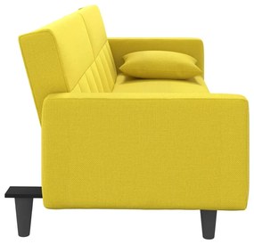 Καναπές Κρεβάτι Ανοιχτό Κίτρινο Υφασμάτινος με Μαξιλάρια - Κίτρινο