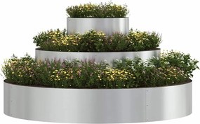 vidaXL Γλάστρα Κήπου Ασημί 120 x 120 x 20 εκ. Επικαλυμμένος Χάλυβας
