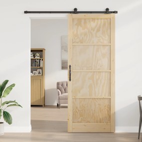 vidaXL Συρόμενη Πόρτα με Σετ Εξαρτημάτων 93x232 cm Μασίφ Ξύλο Πεύκου