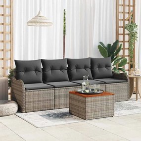 vidaXL Σετ Καναπέ 5 τεμάχια με Μαξιλάρια Γκρι Πολυ-Ράτταν