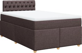 vidaXL Κρεβάτι Boxspring με Στρώμα Σκούρο Καφέ 120x190 εκ Υφασμάτινο