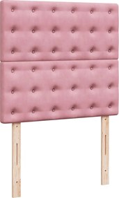 vidaXL Κρεβάτι Boxspring με Στρώμα Ροζ 90x200 εκ. Βελούδινο